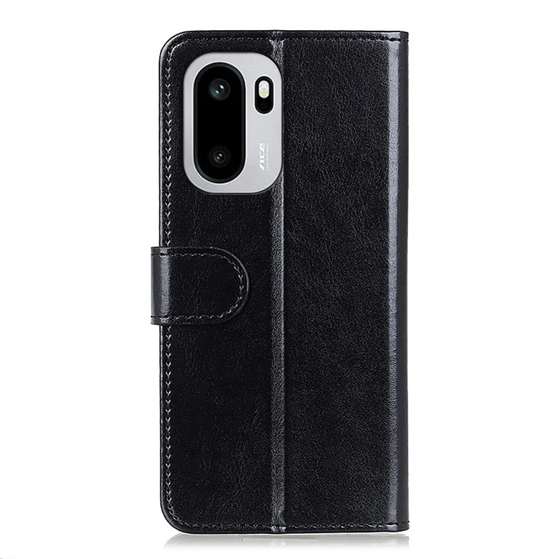Capa de Telemóvel para OnePlus 15R 5G / Ace 6 5G / Ace 6T 5G, Capa de Pele Sintética com Textura Cavalo Louco e Suporte - Preto
