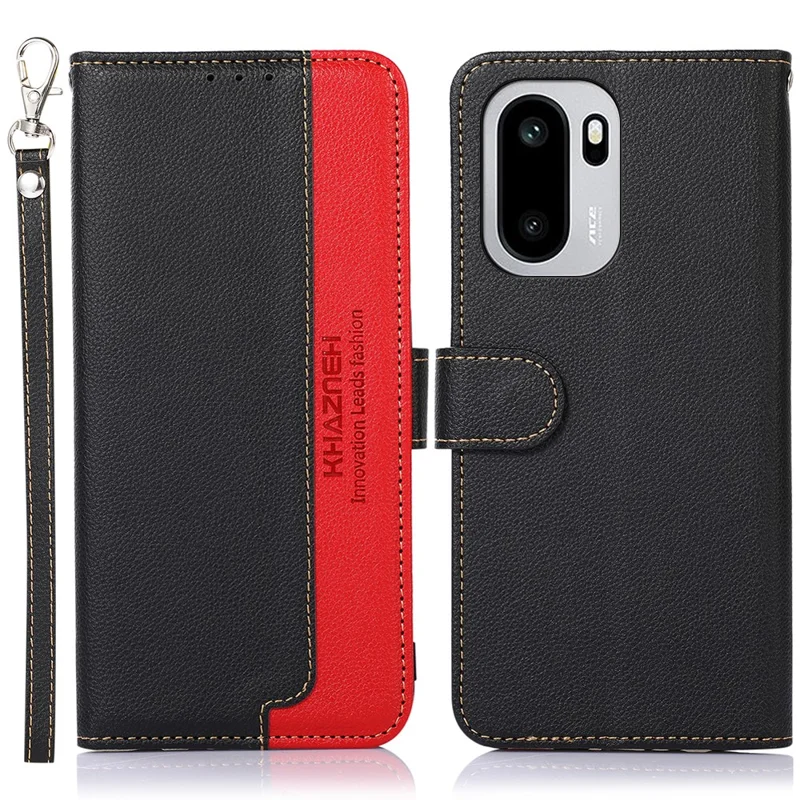 Funda KHAZNEH para OnePlus 15R 5G con billetera, protección RFID, cuero PU, con correa - Negro