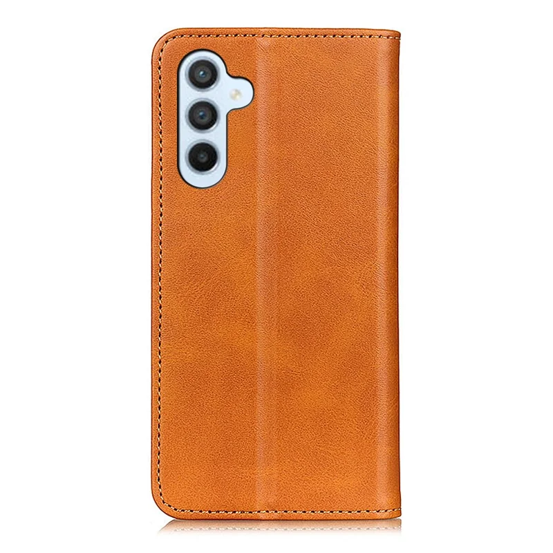 For Samsung Galaxy A57 5G Case Cowhide Texture Split Leather Flip Wallet Phone Cover - Brown