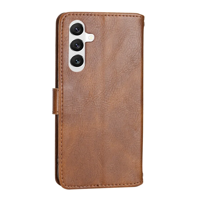 For Samsung Galaxy A37 5G Case Zipper Pocket Leather Phone Cover with Crossbody Shoulder Strap - Brown