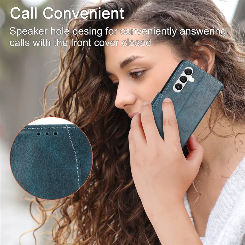 For Samsung Galaxy A57 5G Case Zipper Pocket Leather Phone Cover with Crossbody Shoulder Strap - Blackish Green