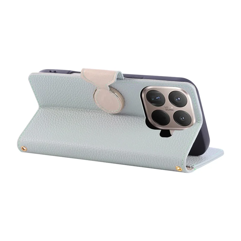 For Xiaomi 15T Pro Case Zipper Wallet Leather Phone Cover with Wrist Strap - Cyan