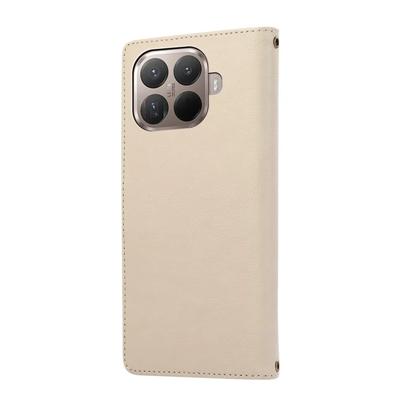 Étui pour Xiaomi 15T Pro avec plusieurs fentes pour cartes, pochette portefeuille à fermeture éclair en cuir avec dragonne - Beige