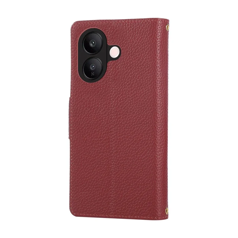 Чехол для vivo V60 Lite 5G с застежкой-молнией, кожаный чехол-кошелек с ремешком на запястье — винный красный