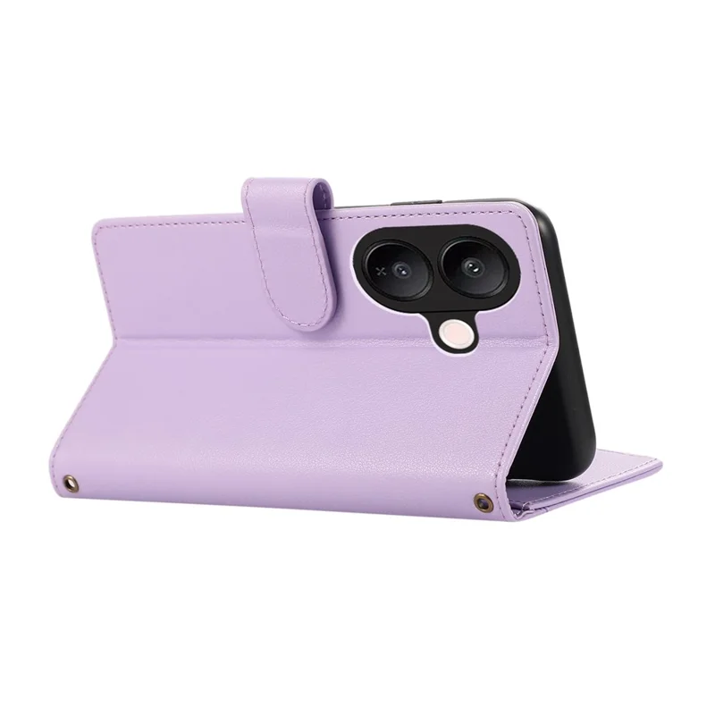 For vivo V60 Lite 5G Case Multi Card Slots Zipper Leather Phone Cover with Wrist Strap - Purple