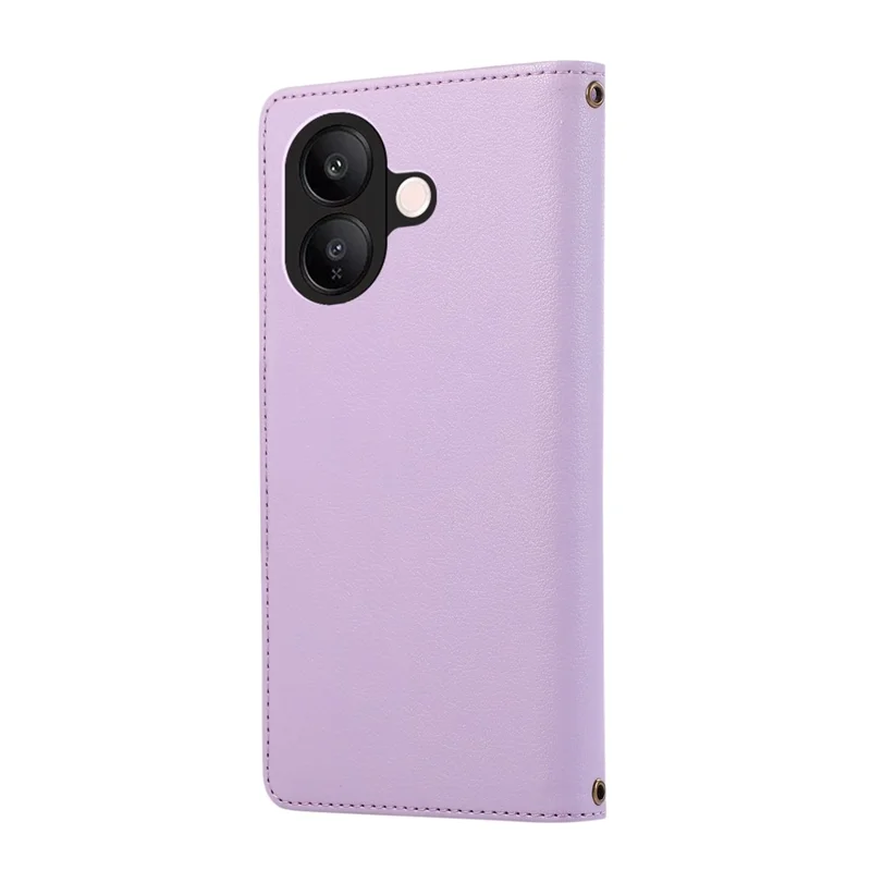 For vivo V60 Lite 5G Case Multi Card Slots Zipper Leather Phone Cover with Wrist Strap - Purple