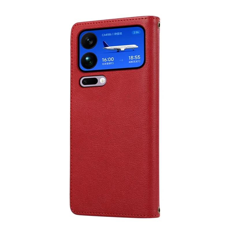 For Xiaomi 17 Pro Max Case Multi Card Slots Zipper Leather Phone Cover with Wrist Strap - Red