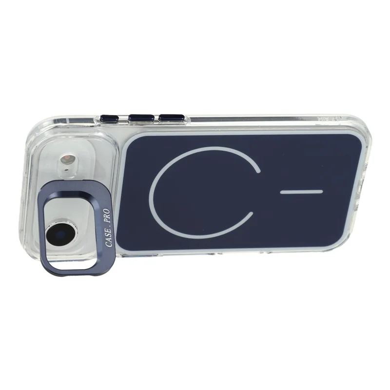Coque pour iPhone Air compatible MagSafe avec support intégré objectif, housse en TPU acrylique avec dragonne assortie - Bleu