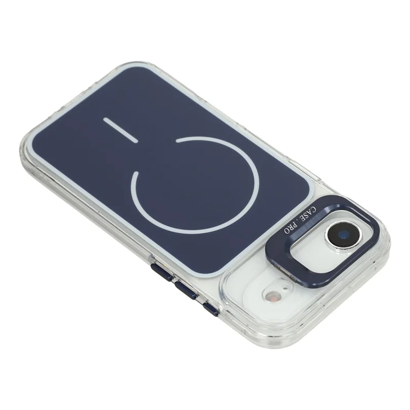 Coque pour iPhone Air compatible MagSafe avec support intégré objectif, housse en TPU acrylique avec dragonne assortie - Bleu