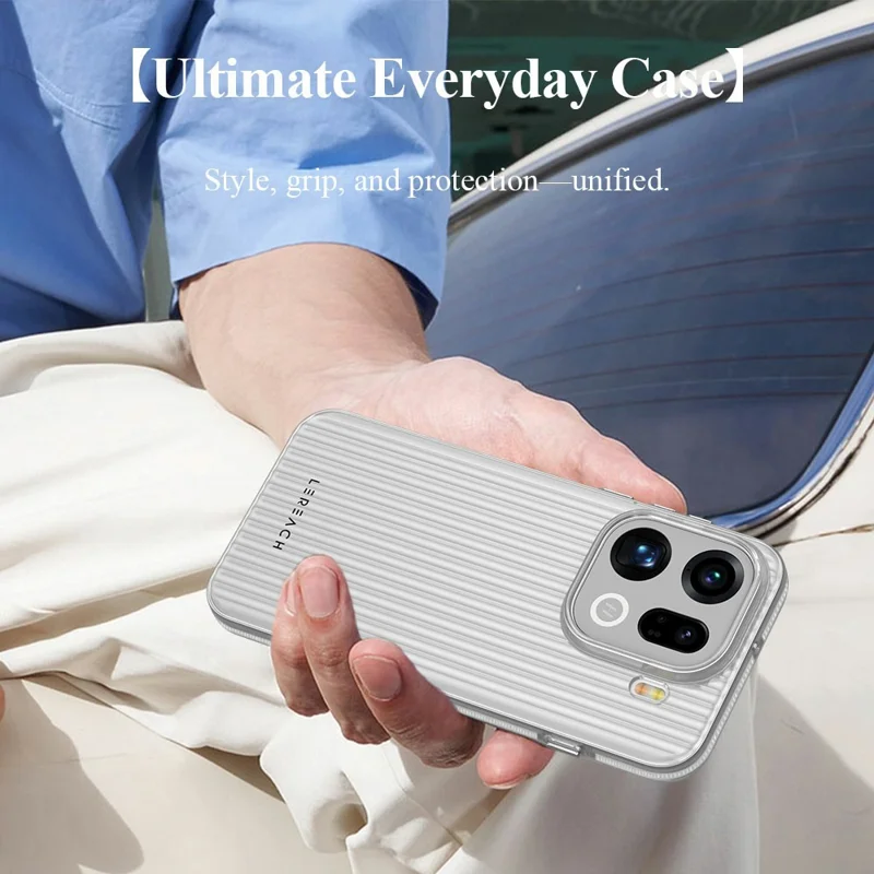 LEREACH TOC Series for Oppo Find X9 Pro 5G Case Flowing Grid PC Phone Cover - White