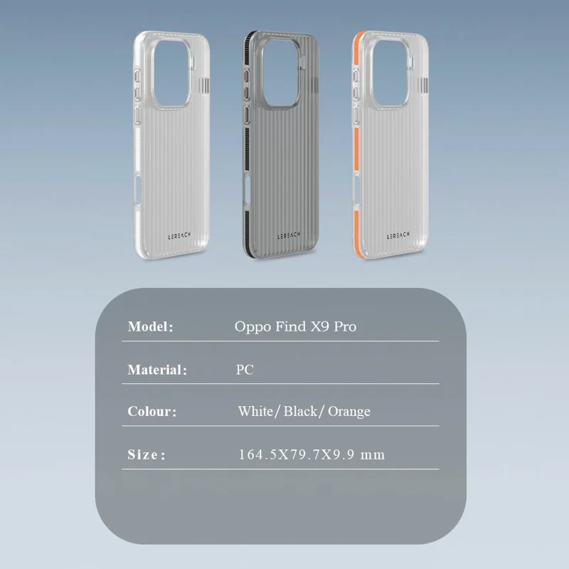 LEREACH TOC Series for Oppo Find X9 Pro 5G Case Flowing Grid PC Phone Cover - White