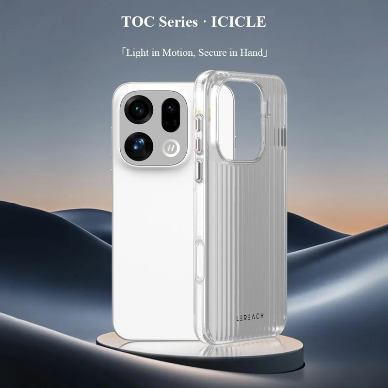 LEREACH TOC Series for Oppo Find X9 Pro 5G Case Flowing Grid PC Phone Cover - White