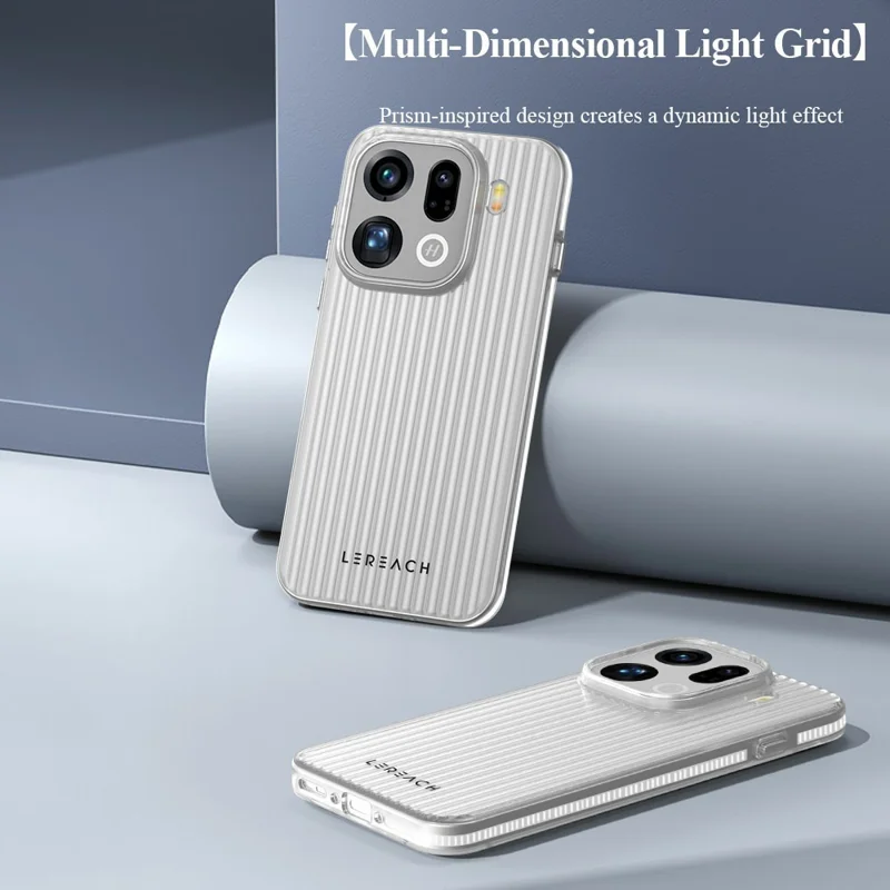 LEREACH TOC Series for Oppo Find X9 Pro 5G Case Flowing Grid PC Phone Cover - White