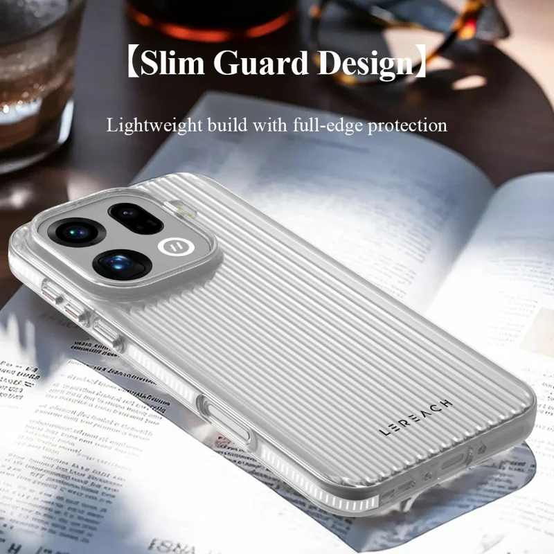 LEREACH TOC Series for Oppo Find X9 Pro 5G Case Flowing Grid PC Phone Cover - White