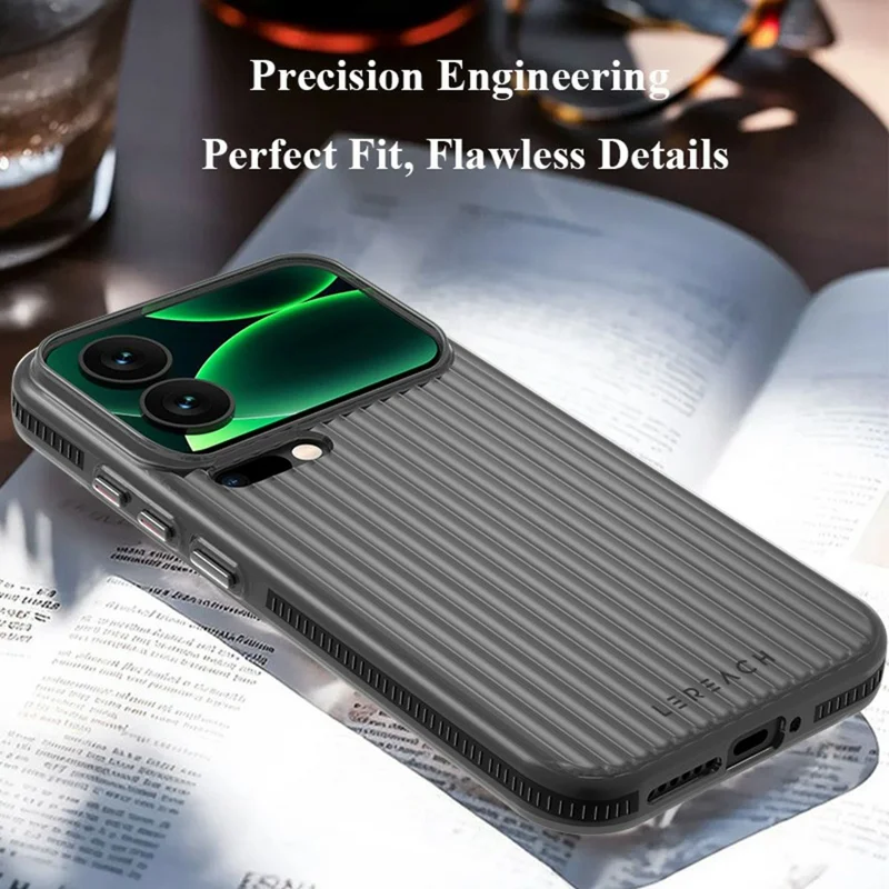 LEREACH سلسلة TOC لهاتف شاومي 17 برو، غطاء هاتف شبكي تدفقي من مادة البولي كربونات - أسود