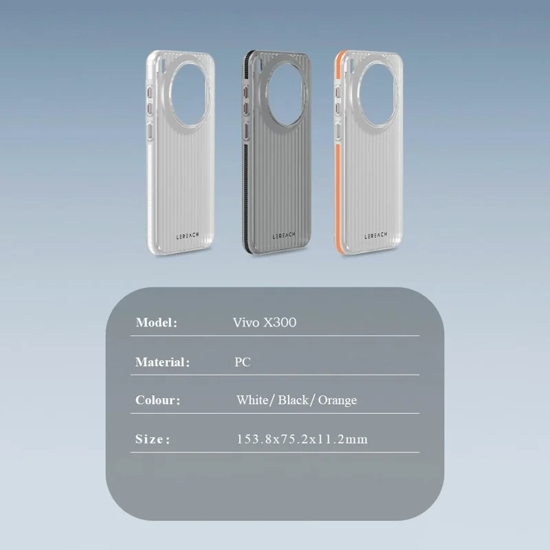 LEREACH Série TOC pour vivo X300 5G Coque de téléphone avec motif en grille dynamique en PC - Noir - Noir