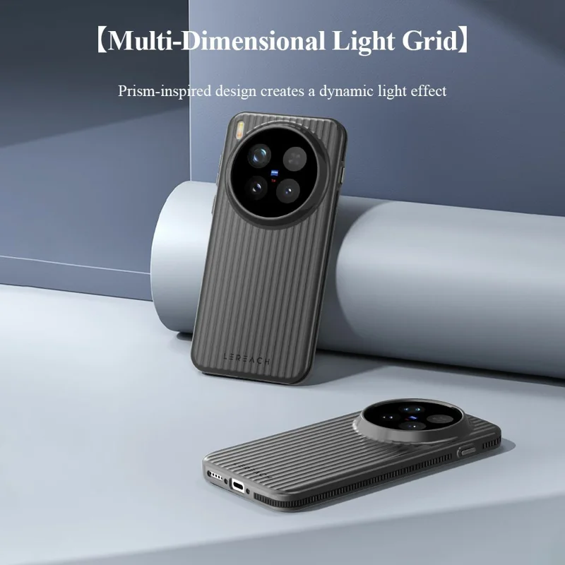 LEREACH TOC Series for vivo X300 Pro 5G Case Flowing Grid PC Phone Cover - Black