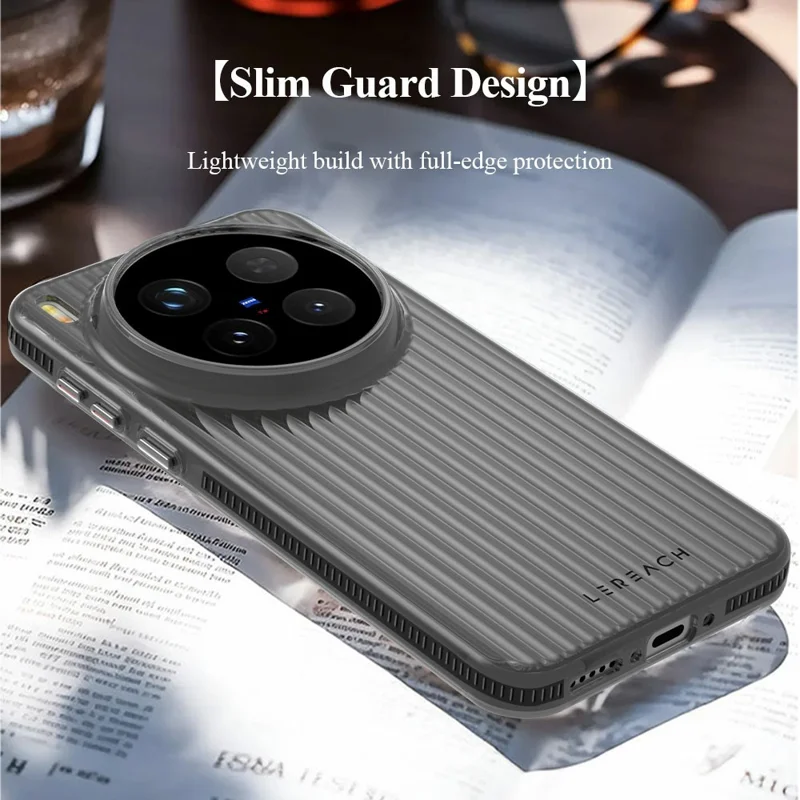 LEREACH TOC Series for vivo X300 Pro 5G Case Flowing Grid PC Phone Cover - Black