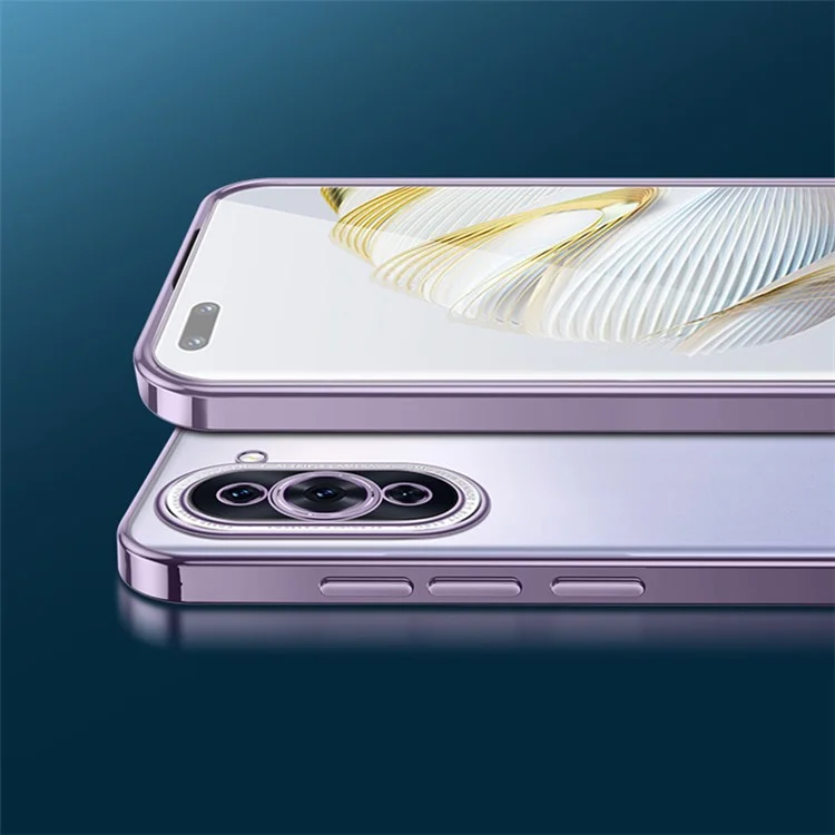 Série Nature Sullada Pour Huawei Nova 10 4G Anti-scratch Matte Téléphone Mode Electroplate de Téléphone Mobile Soft TPU Couverture Arrière - Violet