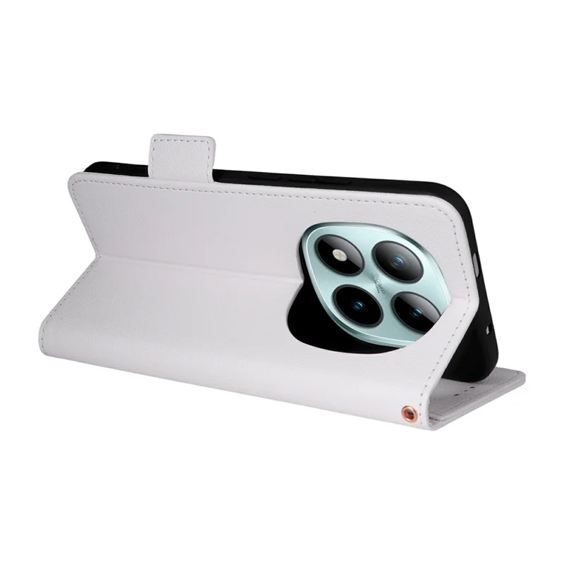 Чехол для Xiaomi Redmi Note 15 Pro 4G, белый, из искусственной кожи с текстурой личи, с функцией кошелька и ремешком на запястье