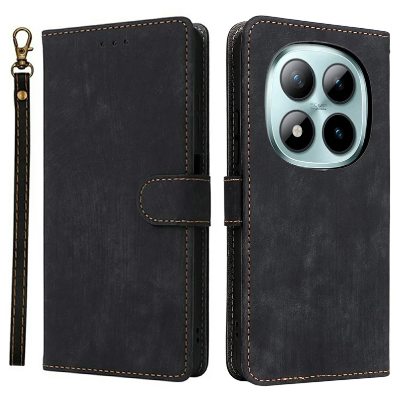 Cover per Xiaomi Redmi Note 15 Pro 4G Portafoglio con Blocco RFID in Pelle PU Supporto con Cinturino - Nero