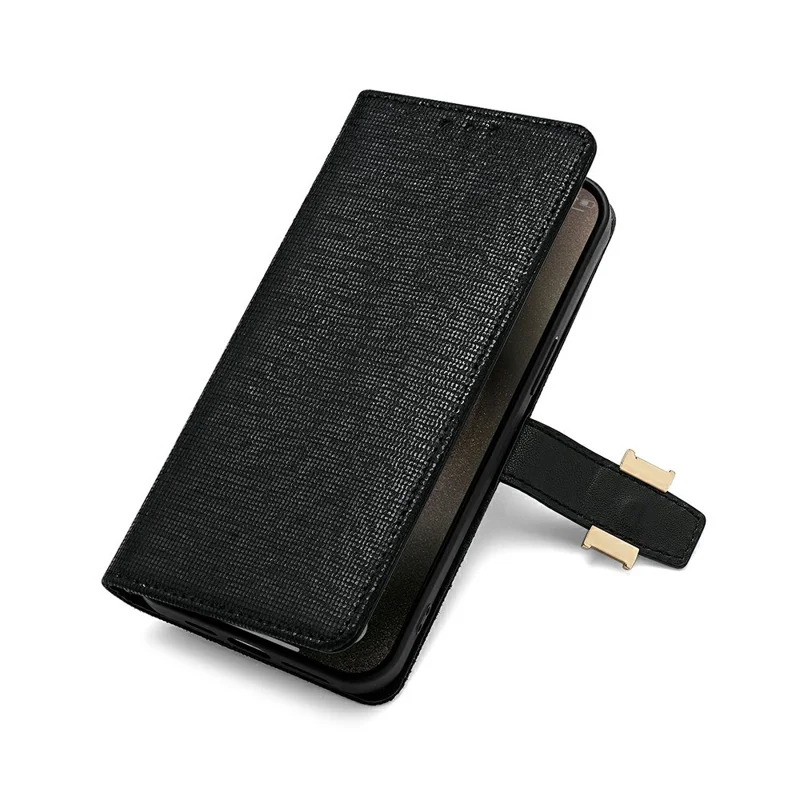 For Xiaomi 17 Case Metal I-Buckle PU Leather Wallet Phone Cover - Black