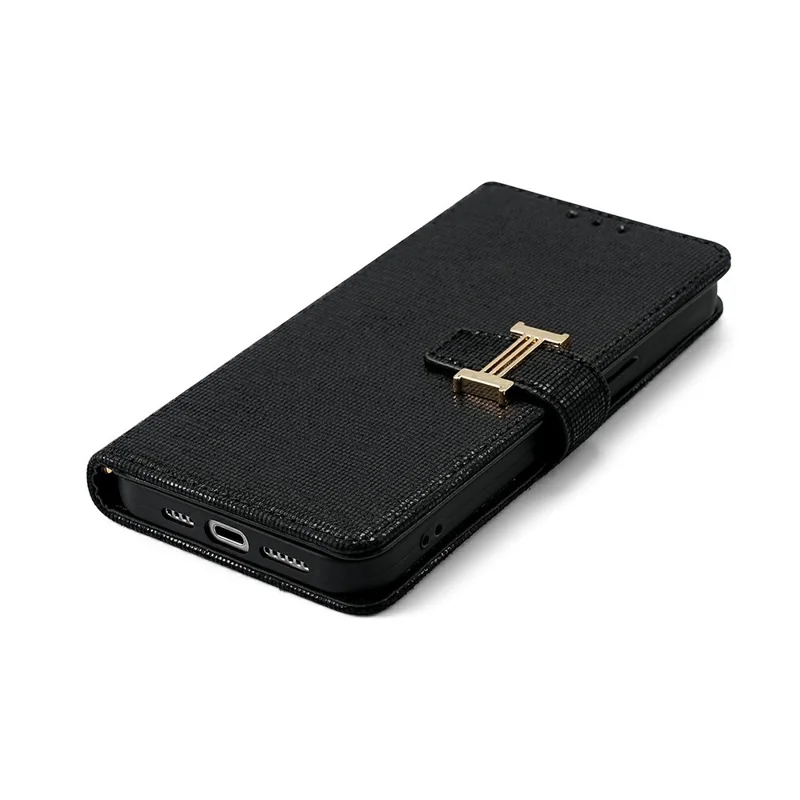 For Xiaomi 17 Pro Case Metal I-Buckle PU Leather Wallet Phone Cover - Black