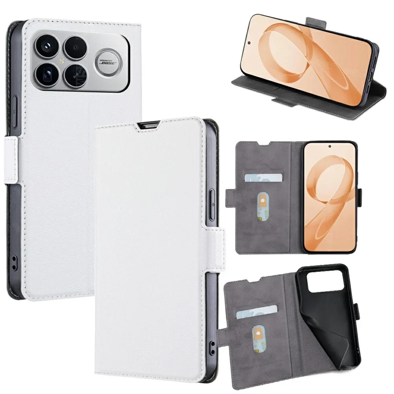 Voor Xiaomi Poco F8 Ultra / Redmi K90 Pro Max 5G hoesje met kaarthouder PU leer telefoonhoes - Wit