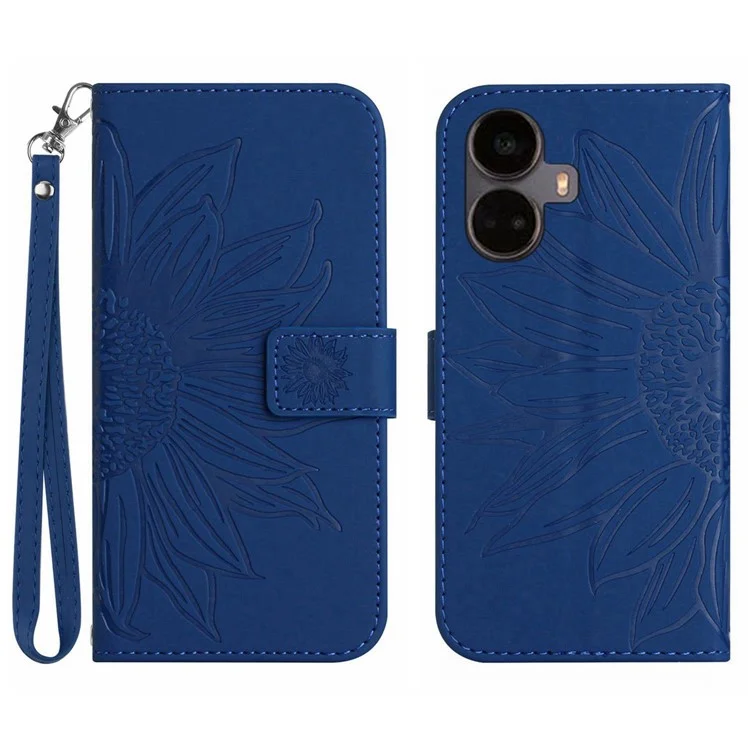 Pour le Royaume 10 Pro + 5G HT04 Casque en Cuir Pu-touch PU Imprimé Portefeuille Portefeuille de Protection Complète Couverture de Téléphone Avec Sangle à Main - Saphir