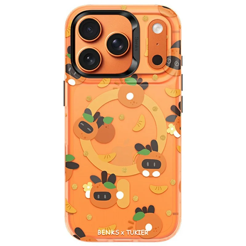 BENKS For iPhone 17 Pro Max Magnetic Case Cartoon Rabbit IMD PC Phone Cover Compatible with MagSafe - Orange Rabbit
