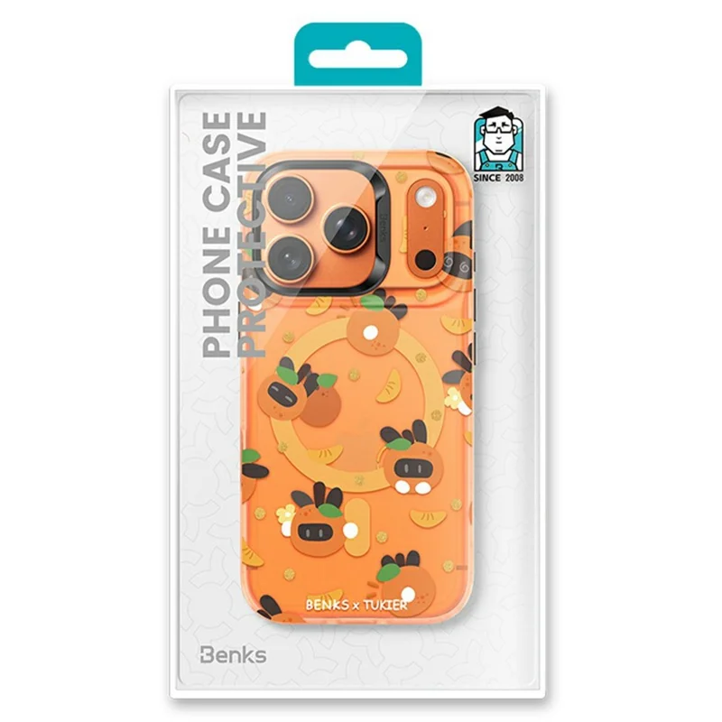 BENKS For iPhone 17 Pro Max Magnetic Case Cartoon Rabbit IMD PC Phone Cover Compatible with MagSafe - Orange Rabbit