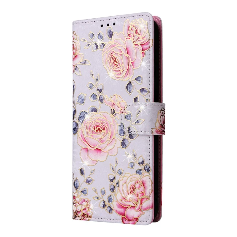 For Samsung Galaxy S26 / S26 Pro Case RFID Blocking Flower Leather Phone Cover - Rose Flower