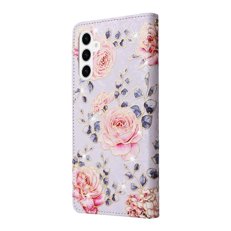 For Samsung Galaxy S26+ Case RFID Blocking Flower Leather Phone Cover - Rose Flower