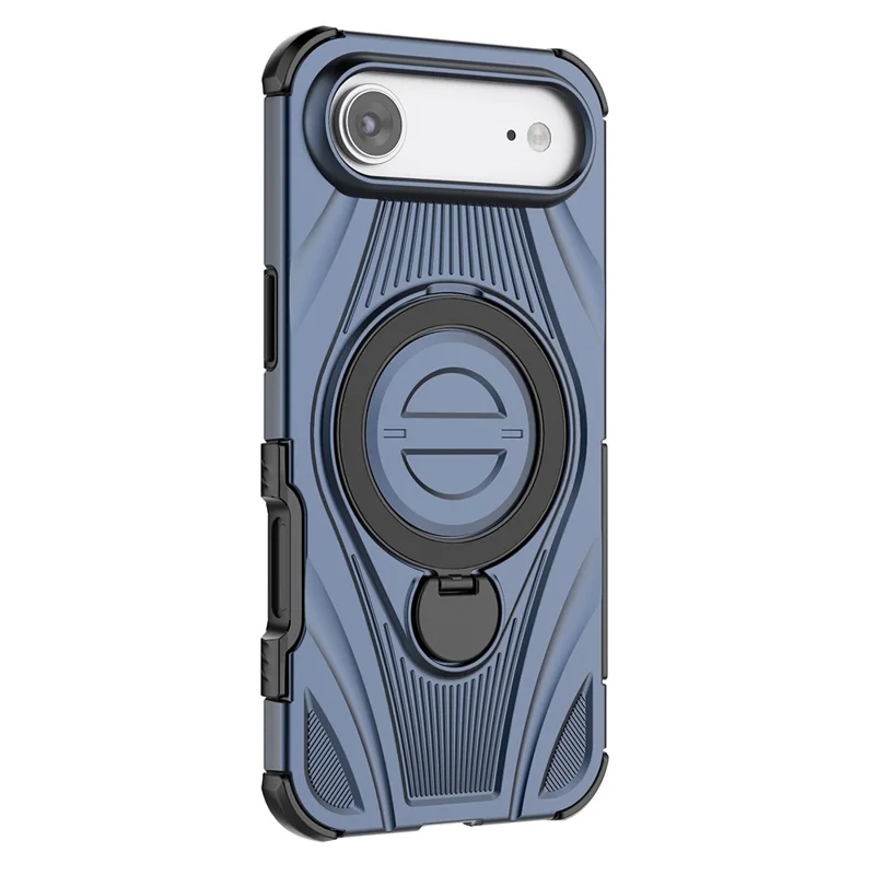 Coque magnétique pour iPhone Air avec support pivotant, coque arrière antidéflagrante en TPU et PC compatible avec MagSafe - Bleu foncé