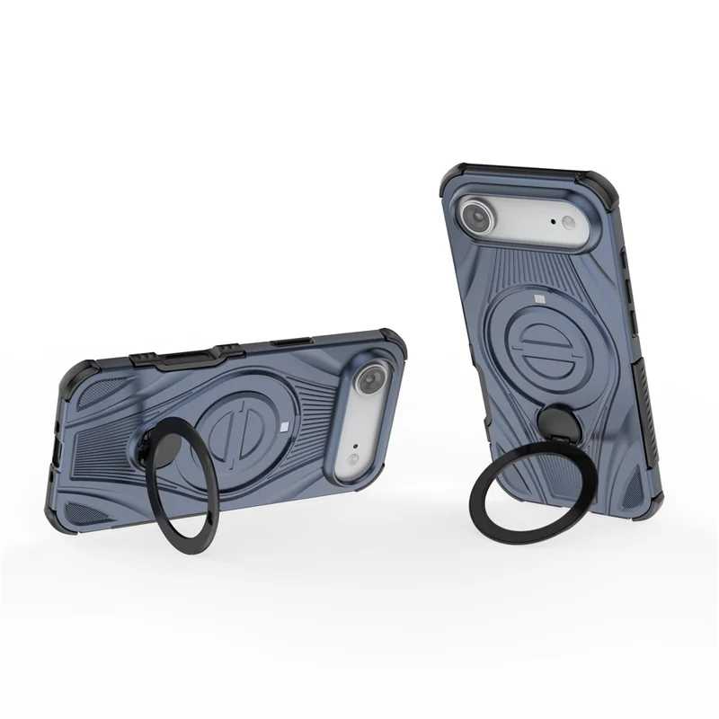 Coque magnétique pour iPhone Air avec support pivotant, coque arrière antidéflagrante en TPU et PC compatible avec MagSafe - Bleu foncé