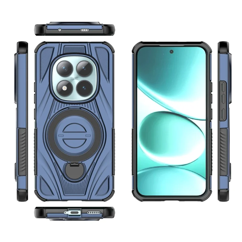 Funda magnética para Xiaomi Redmi Note 15 Pro+ 5G con soporte giratorio, carcasa trasera antichoque de TPU y PC - Azul oscuro