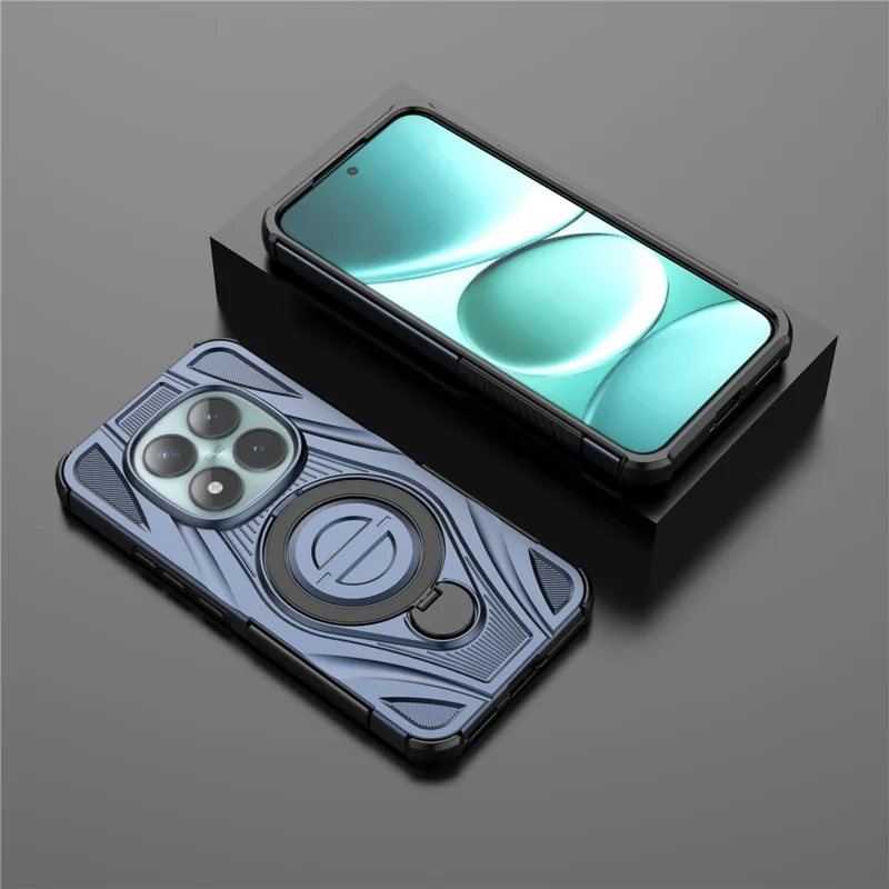 Funda magnética para Xiaomi Redmi Note 15 Pro+ 5G con soporte giratorio, carcasa trasera antichoque de TPU y PC - Azul oscuro