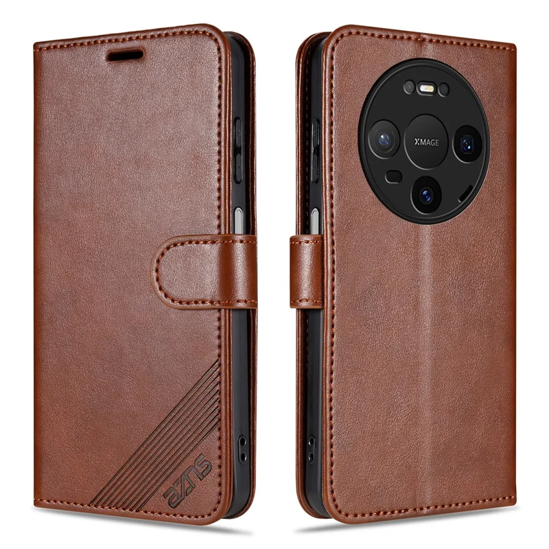 Funda de cuero de PU antirrayones con soporte y billetera para AZNS Huawei Mate 80 / Mate 80 Pro - Marrón