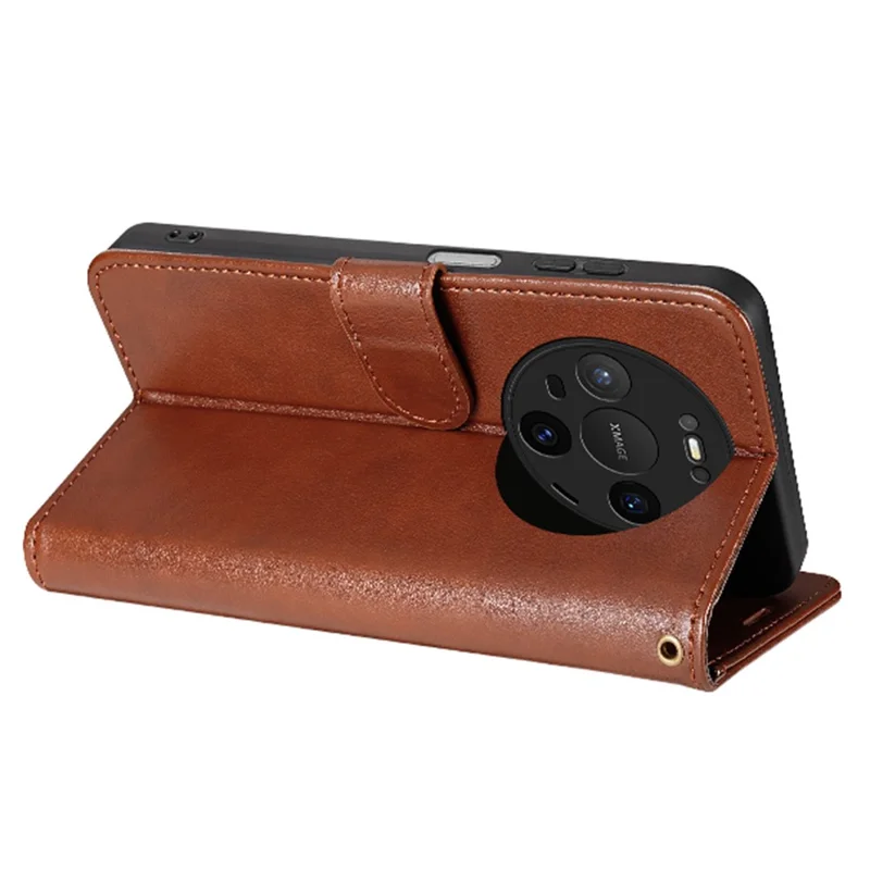 Funda de cuero de PU antirrayones con soporte y billetera para AZNS Huawei Mate 80 / Mate 80 Pro - Marrón