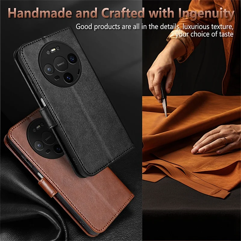 Funda de cuero de PU antirrayones con soporte y billetera para AZNS Huawei Mate 80 / Mate 80 Pro - Marrón