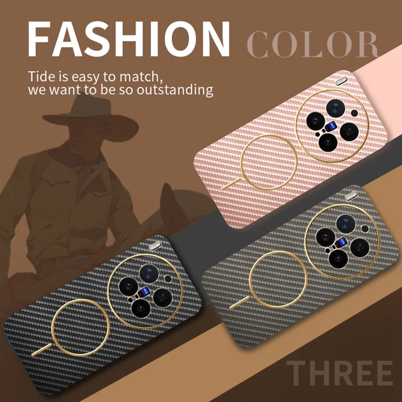 For vivo X300 Pro 5G Case Carbon Fiber Textured Electroplated TPU Phone Back Cover - Pink