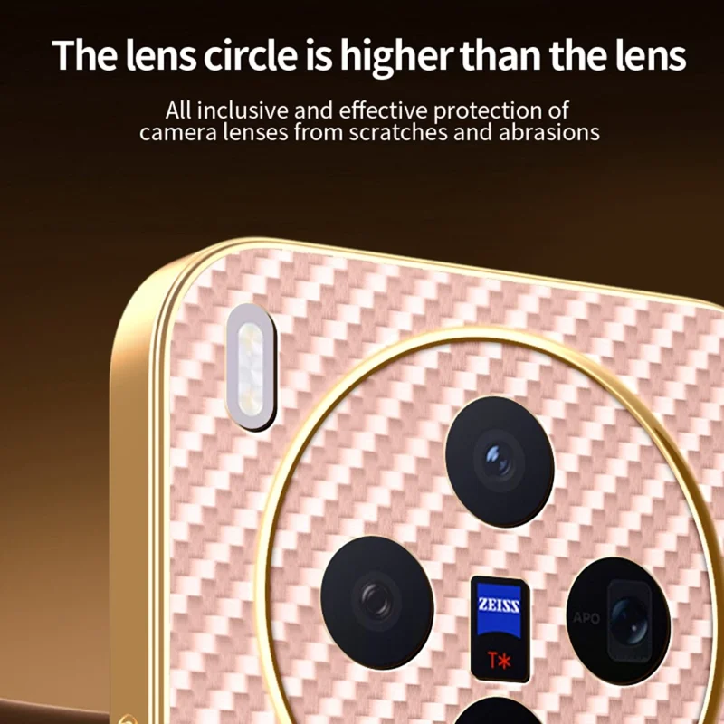 For vivo X300 5G Case Carbon Fiber Textured Electroplated TPU Phone Back Cover - Pink