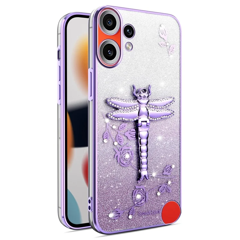 KADEM Funda para Nothing CMF Phone 2 Pro con diseño de libélula y soporte TPU con flores y purpurina - Morado