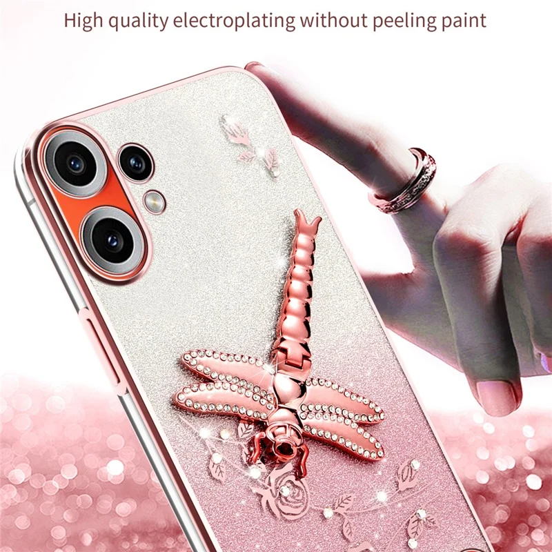 KADEM Funda para Nothing CMF Phone 2 Pro con diseño de libélula y soporte TPU con flores y purpurina - Morado