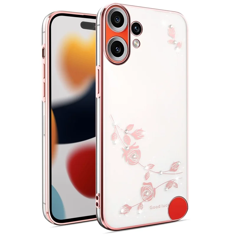Capa para Telemóvel KADEM para Nothing CMF Phone 2 Pro com Decoração de Flores e Strass em TPU - Dourado Rosa