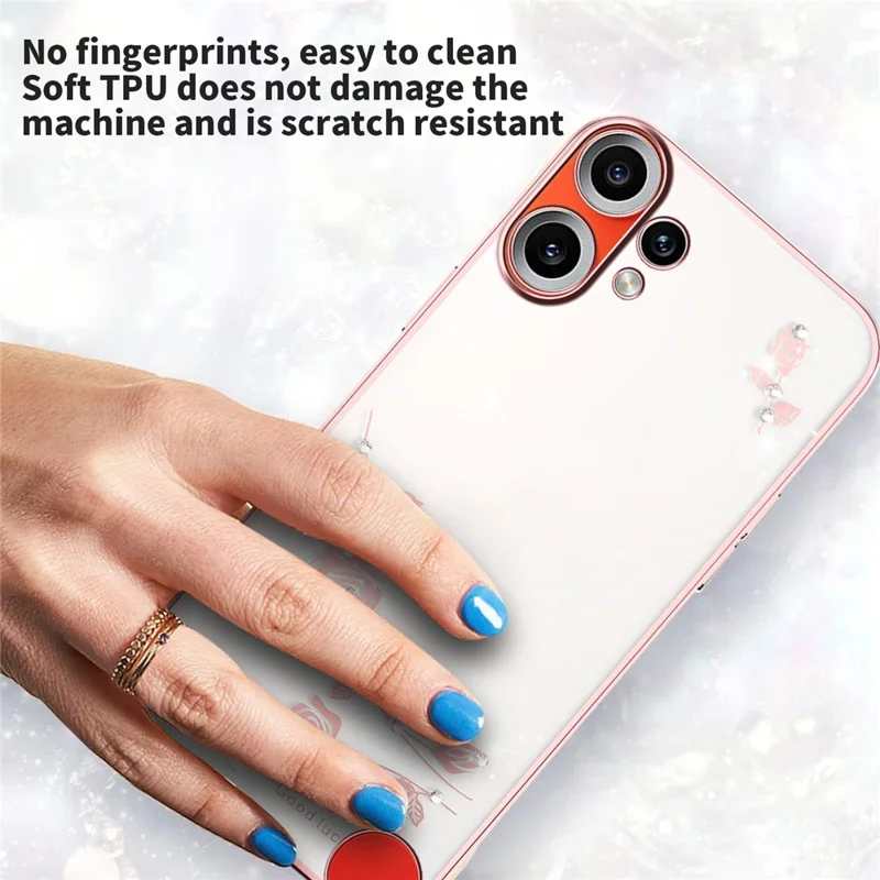 Capa para Telemóvel KADEM para Nothing CMF Phone 2 Pro com Decoração de Flores e Strass em TPU - Dourado Rosa