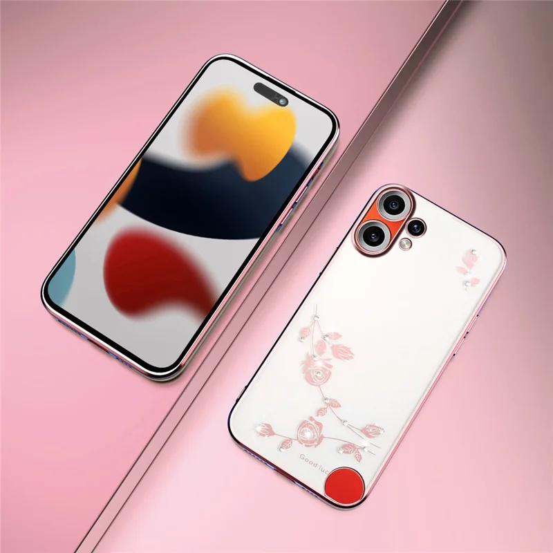 Capa para Telemóvel KADEM para Nothing CMF Phone 2 Pro com Decoração de Flores e Strass em TPU - Dourado Rosa