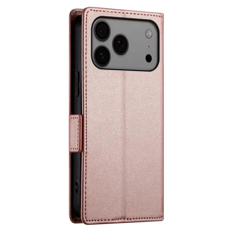 Coque stand pour iPhone 17 Pro Max, coque portefeuille en cuir PU, achat en gros - Or rose