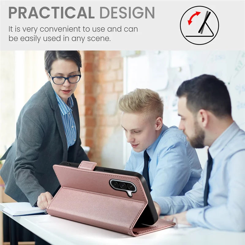 Оптовая покупка чехла-подставки для Samsung Galaxy A17 5G / 4G, чехол-кошелек из искусственной кожи PU с отделением для телефона — розовое золото
