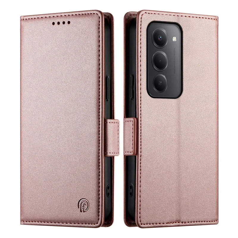 Capa Carteira em Pele PU com Suporte para Xiaomi Redmi 15 4G (EU) (171 mm) - Dourado Rosa